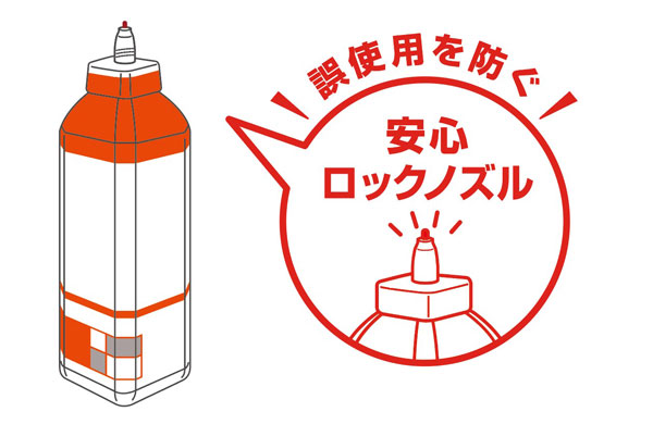 誤使用防止の安心ロックノズル