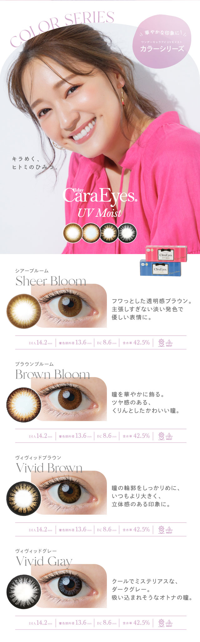 ワンデーキャラアイUVモイスト カラー